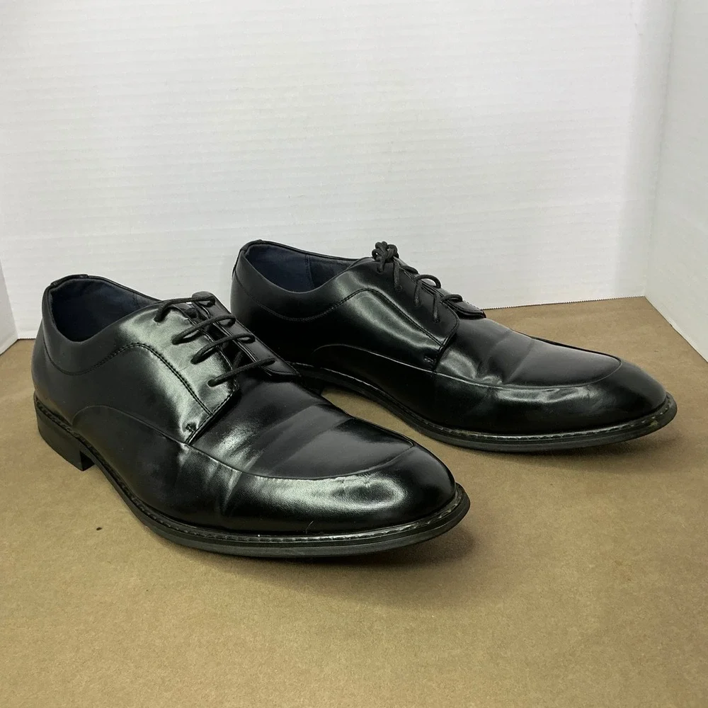 Bruno Marc New York Mens Prime-1 Black Apron Toe Derby Dress Shoes Size 14